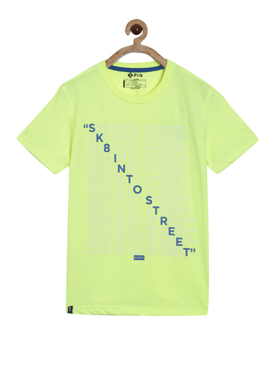 Boys Cotton Printed Round Neck T-Shirt