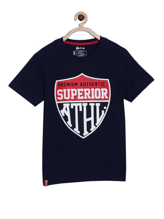 Boys Cotton Printed Round Neck T-Shirt