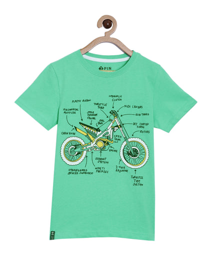 Boys Cotton Printed Round Neck T-Shirt