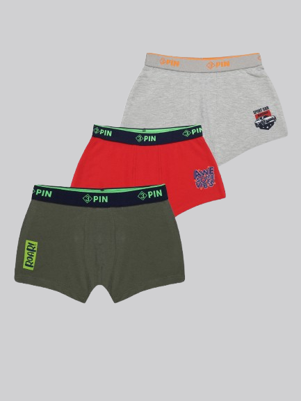 Pack of 3 Boys Cotton Spandex Assorted Trunks