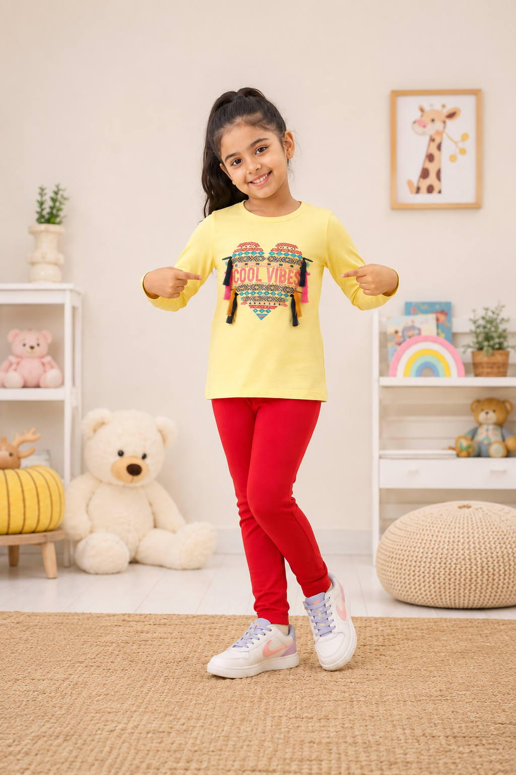 3PIN GIRLS FULL SLEEVE TSHIRT AND LEGGINGS SET