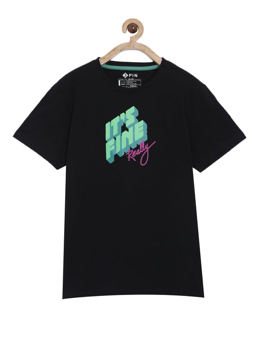 Boys Cotton Printed Round Neck T-Shirt