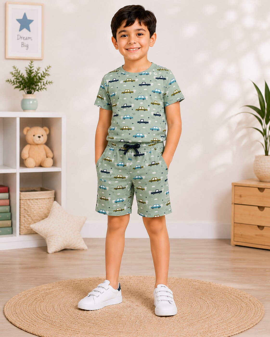 Boys Printed T-shirt with Shorts