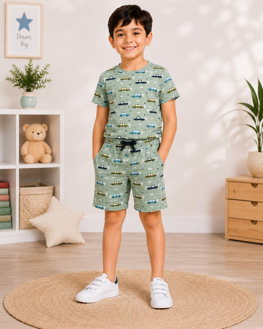 Boys Printed T-shirt with Shorts