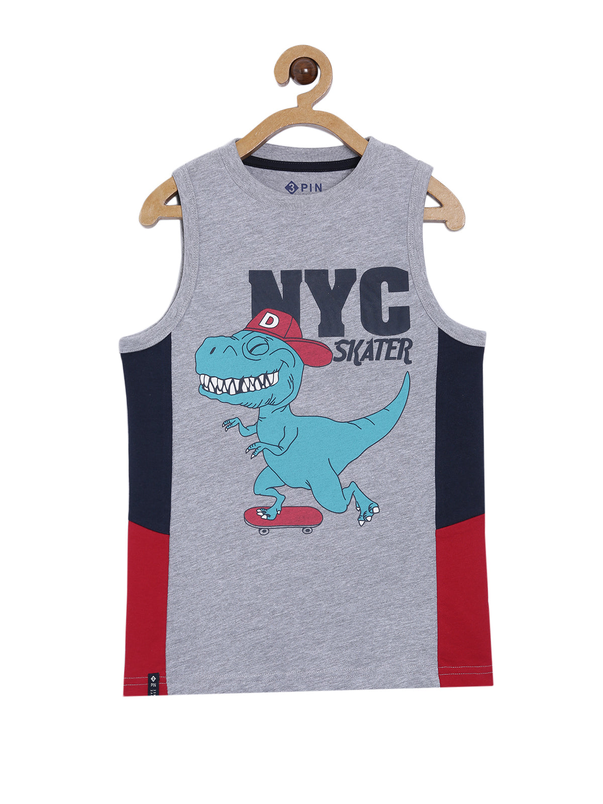 Boys Cotton Printed Round Neck Sleeveless T-Shirt