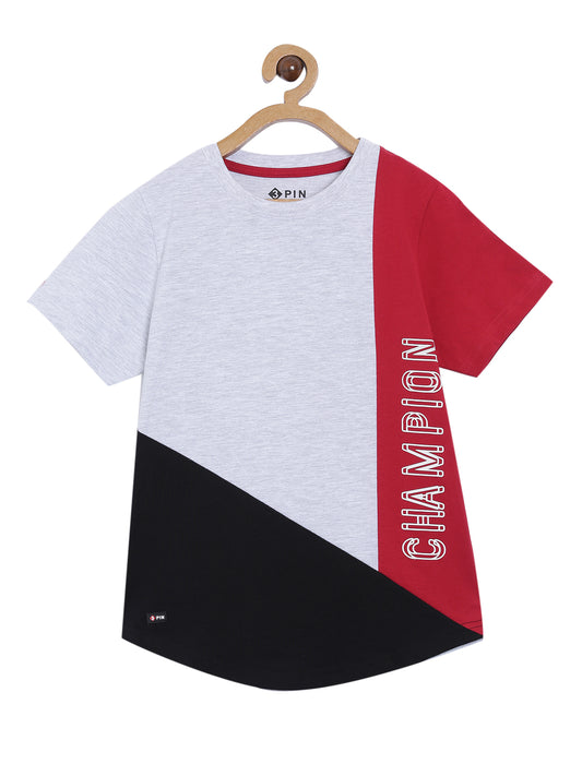 Boys Cotton Printed Round Neck T-Shirt