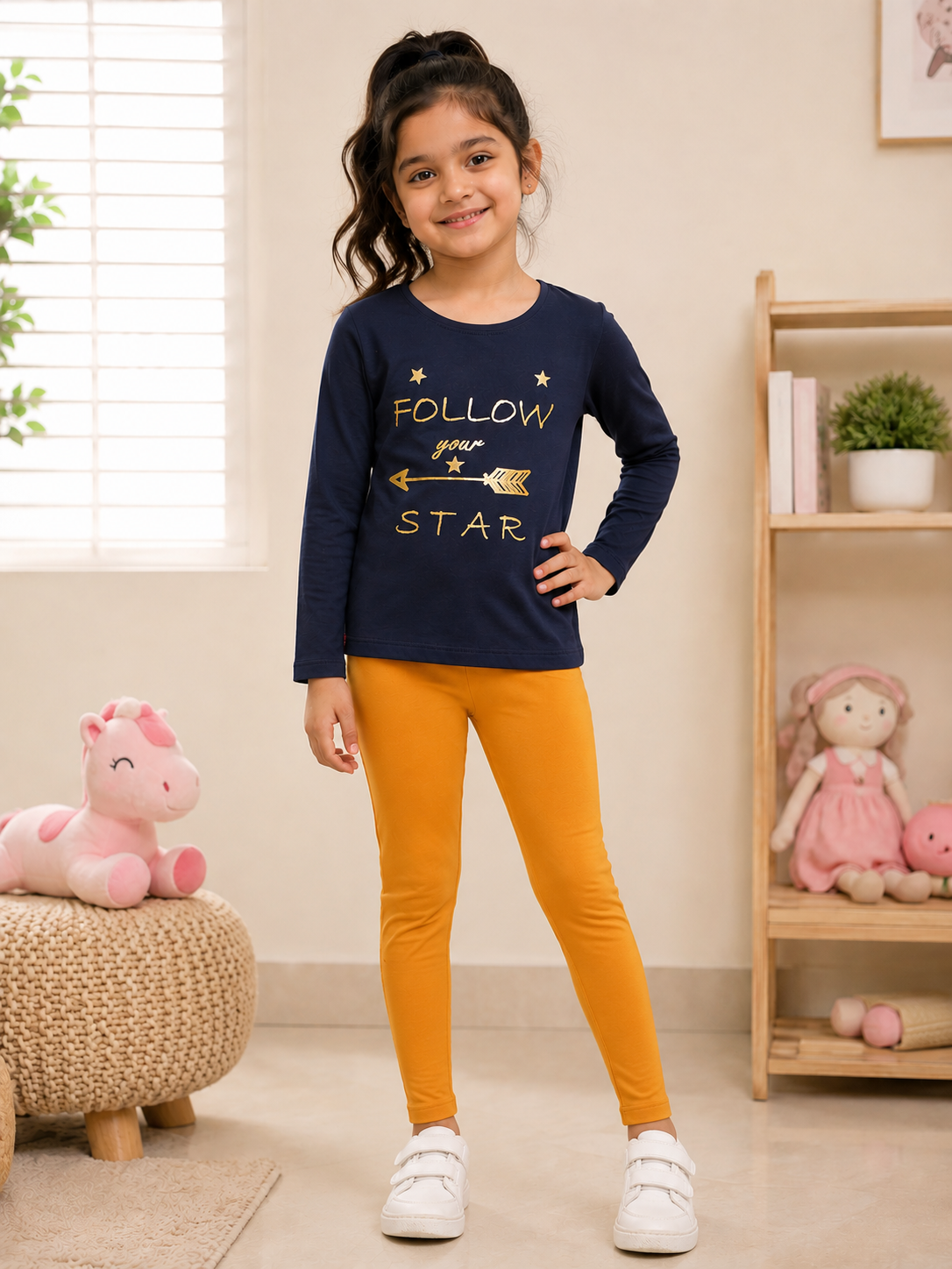 3PIN GIRLS FULL SLEEVE TSHIRT AND LEGGINGS SET