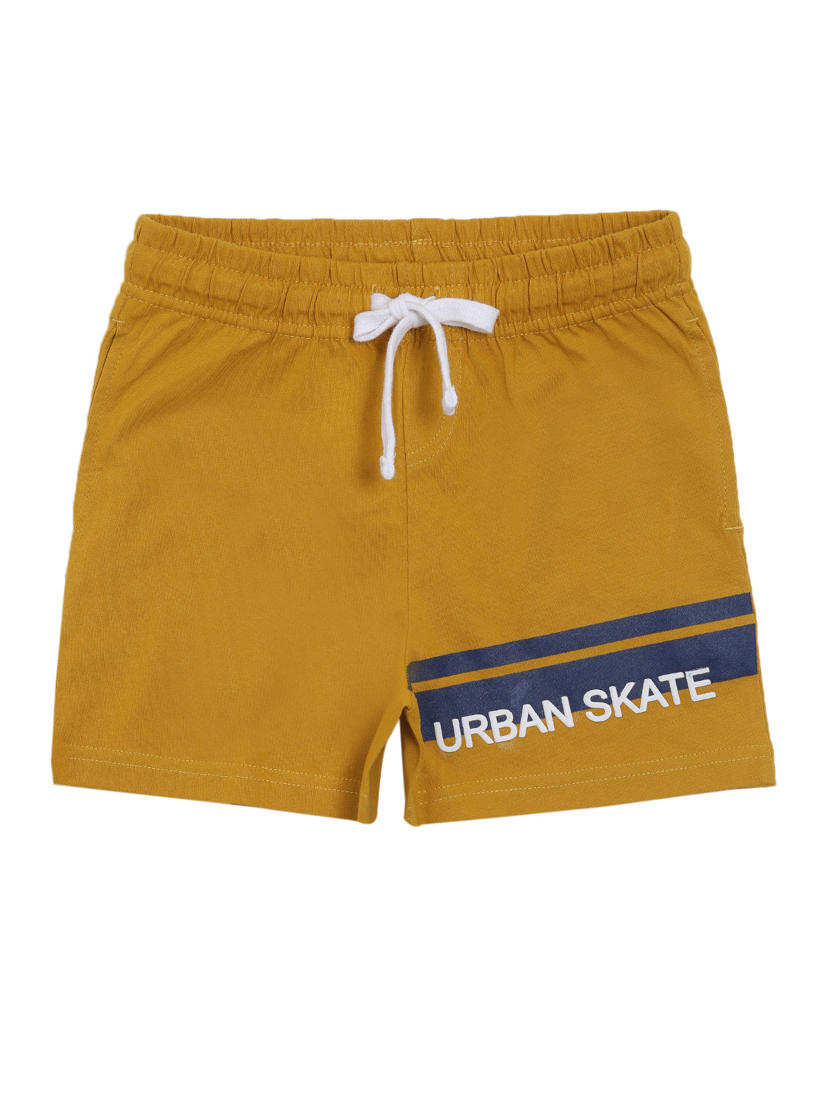 BOYS 2-14 YEARS URBAN SKATE PRINTED  SHORTS -MUSTARD