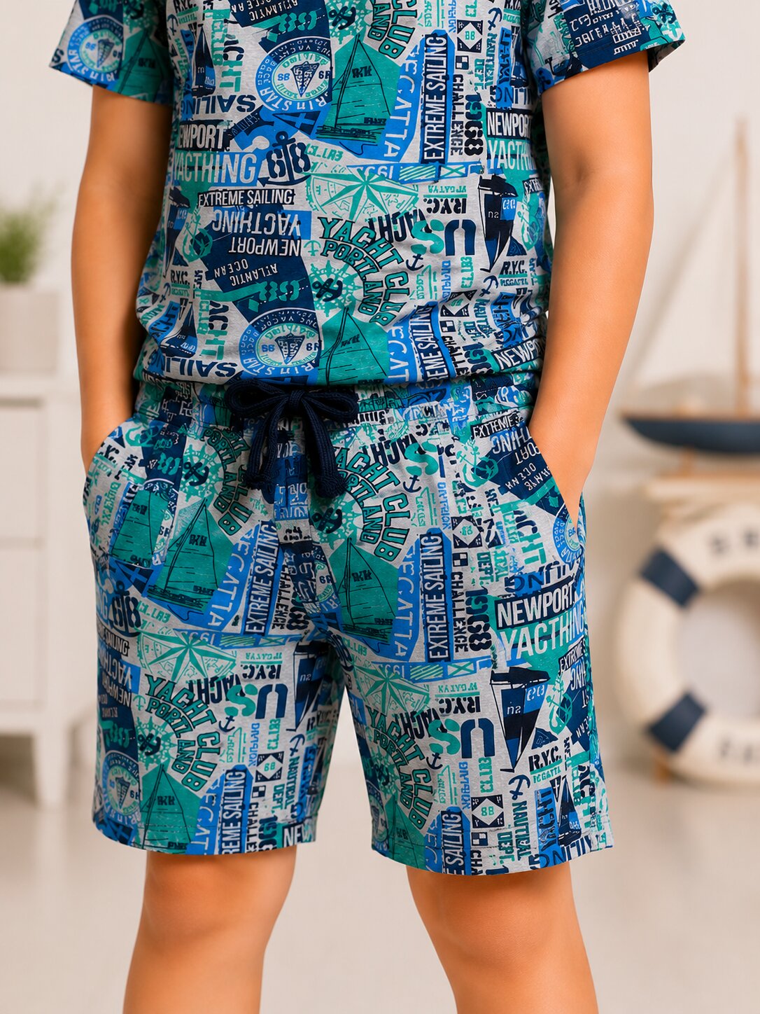 Boys Printed T-shirt with Shorts