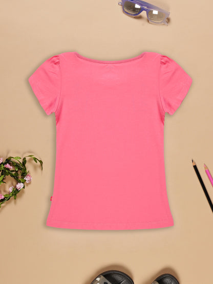 Girls Cotton Printed Round Neck T-Shirt - Pack of 5