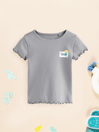 Girls Cotton Solid Round Neck T-Shirt - Pack of 5