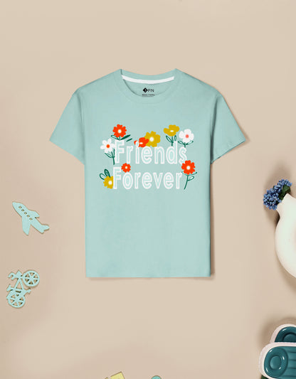 Girls Cotton Printed Round Neck T-Shirt - Pack of 5