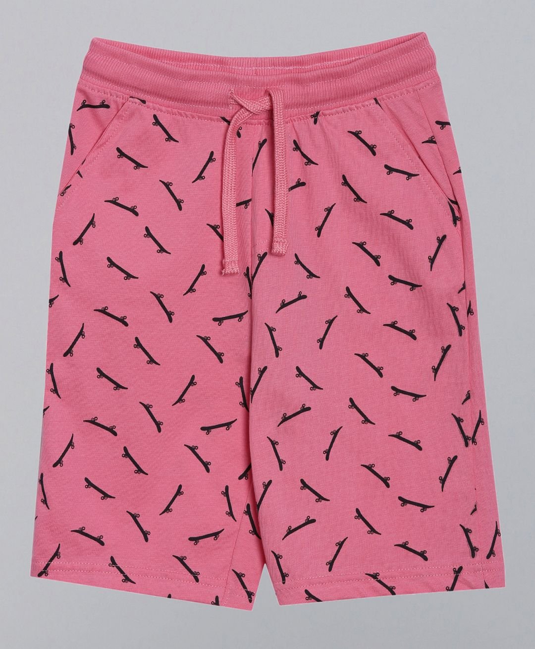 BOYS PACK OF 2 ALL OVER PRINT AND COLOUR BLOCK SHORTS - BLACK AND PINK