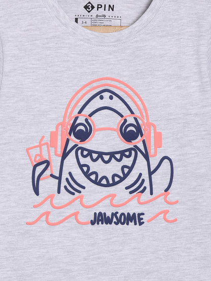 Boys Cotton Printed Round Neck T-Shirt