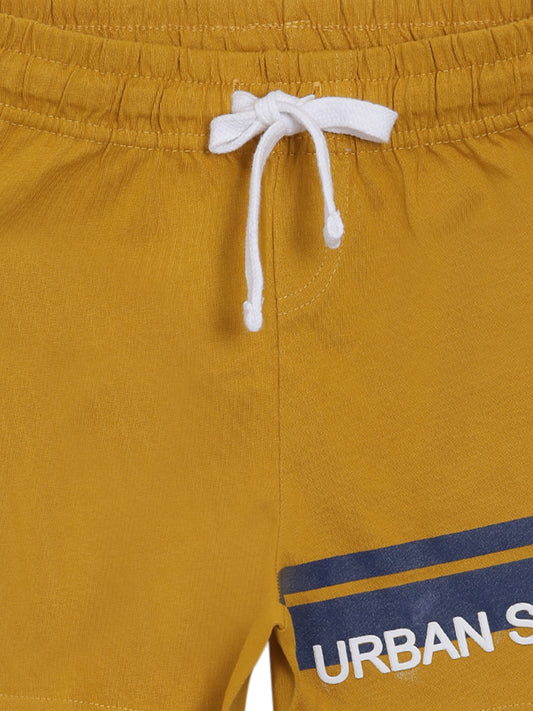 BOYS 2-14 YEARS URBAN SKATE PRINTED  SHORTS -MUSTARD