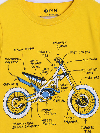 Boys Cotton Printed Round Neck T-Shirt