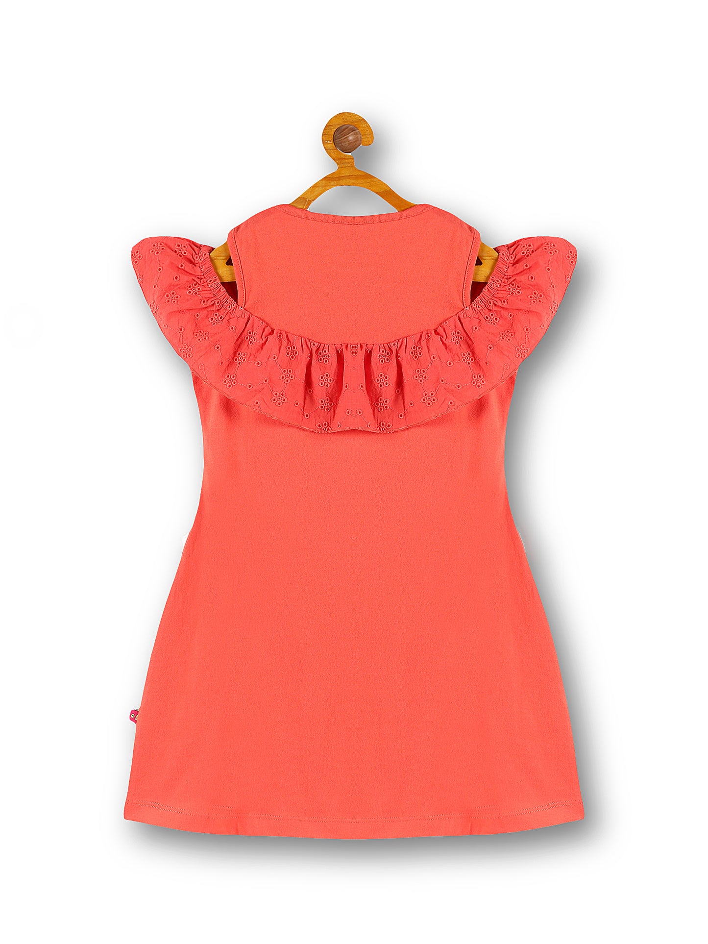 Girls Round-Neck A-Line Dress - CAYENNE
