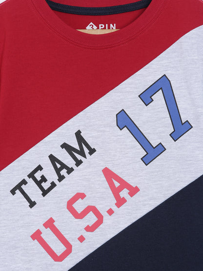 Boys Cotton Printed Round Neck T-Shirt