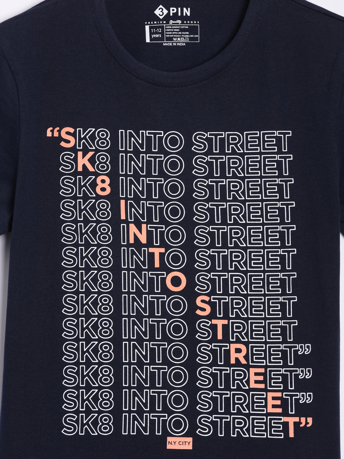 Boys Cotton Printed Round Neck T-Shirt