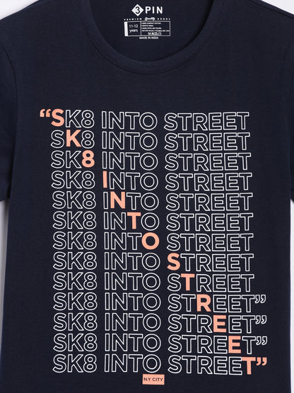 Boys Cotton Printed Round Neck T-Shirt