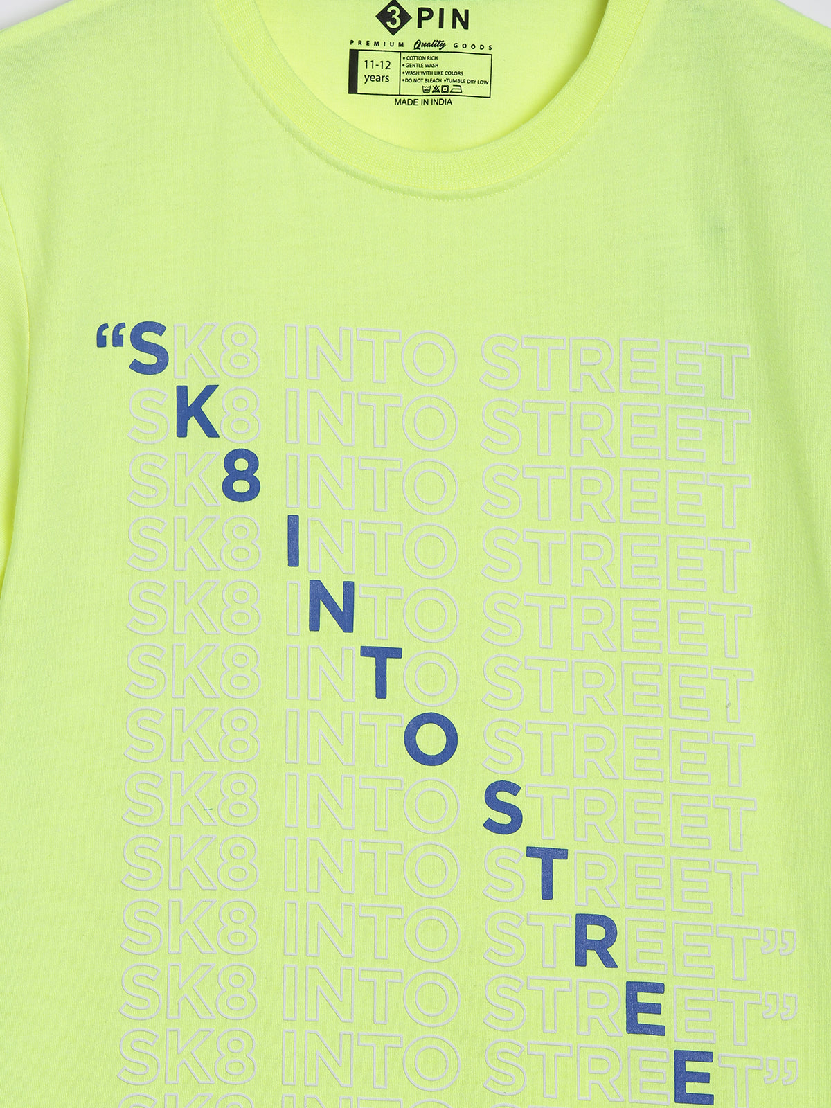 Boys Cotton Printed Round Neck T-Shirt