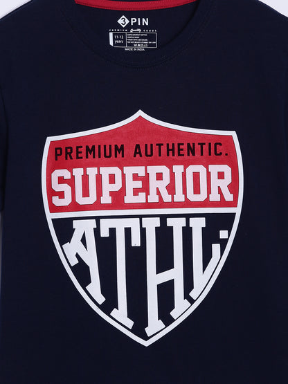 Boys Cotton Printed Round Neck T-Shirt