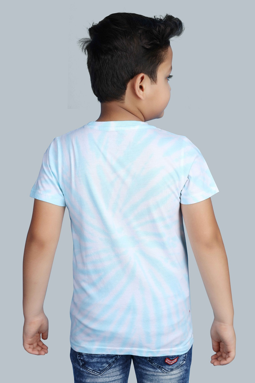 Boys Printed Tie & Dye Round Neck Cotton T-Shirt