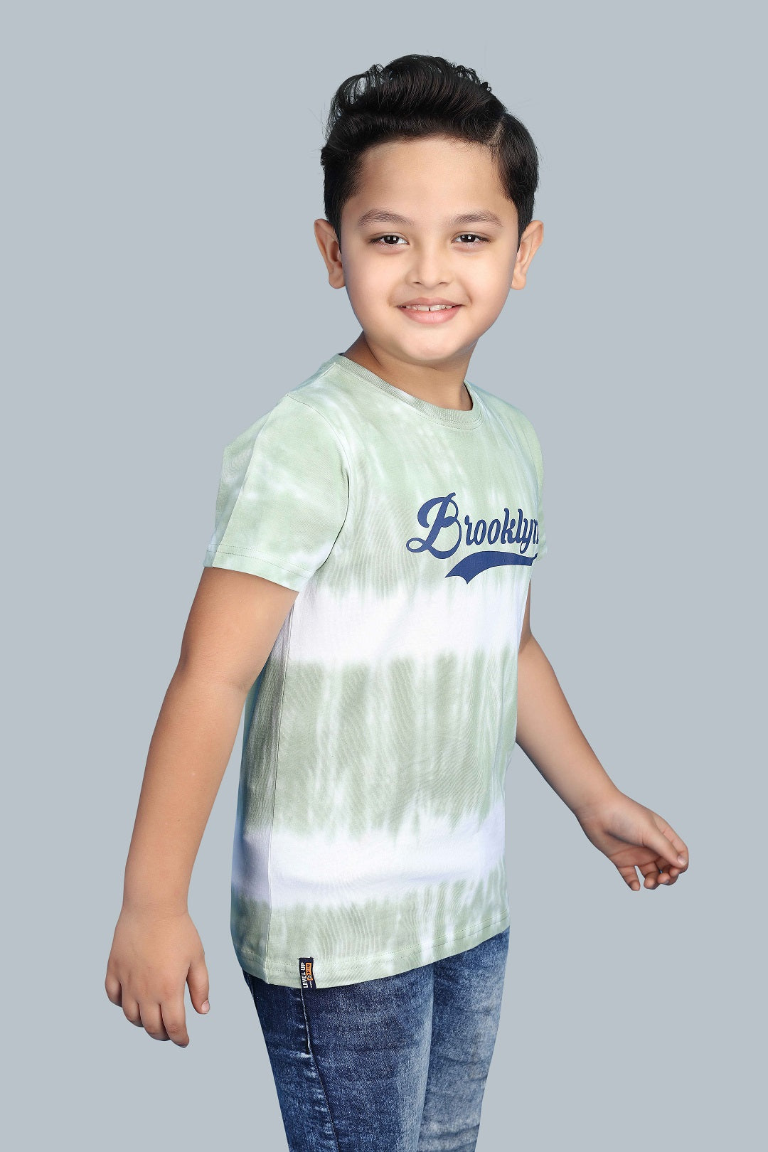 Boys Printed Tie & Dye Round Neck Cotton T-Shirt