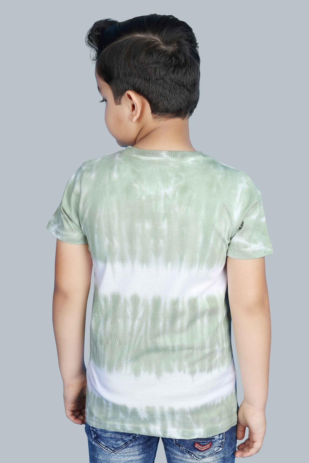 Boys Printed Tie & Dye Round Neck Cotton T-Shirt