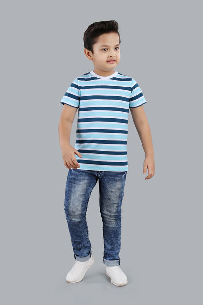 Boys Striped Round Neck Cotton T-Shirt