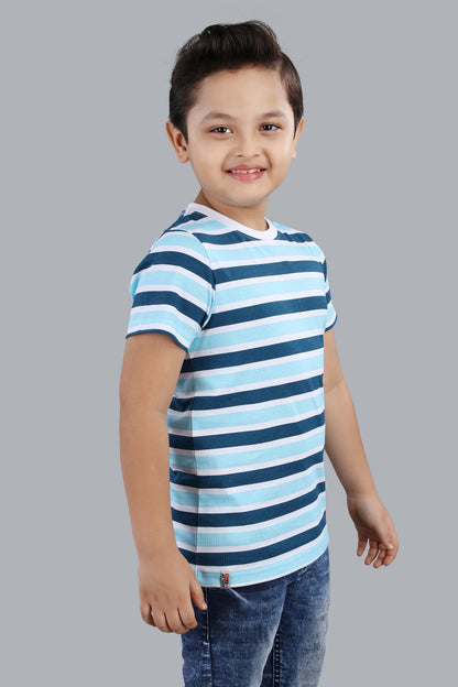 Boys Striped Round Neck Cotton T-Shirt