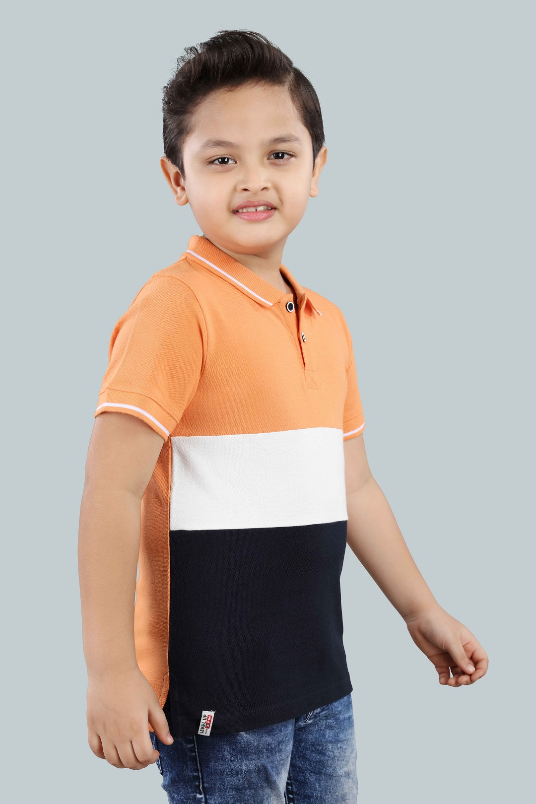 Boys Printed Typography Polo Neck Cotton T-Shirt