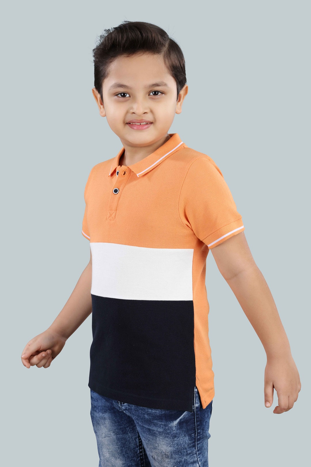 Boys Printed Typography Polo Neck Cotton T-Shirt