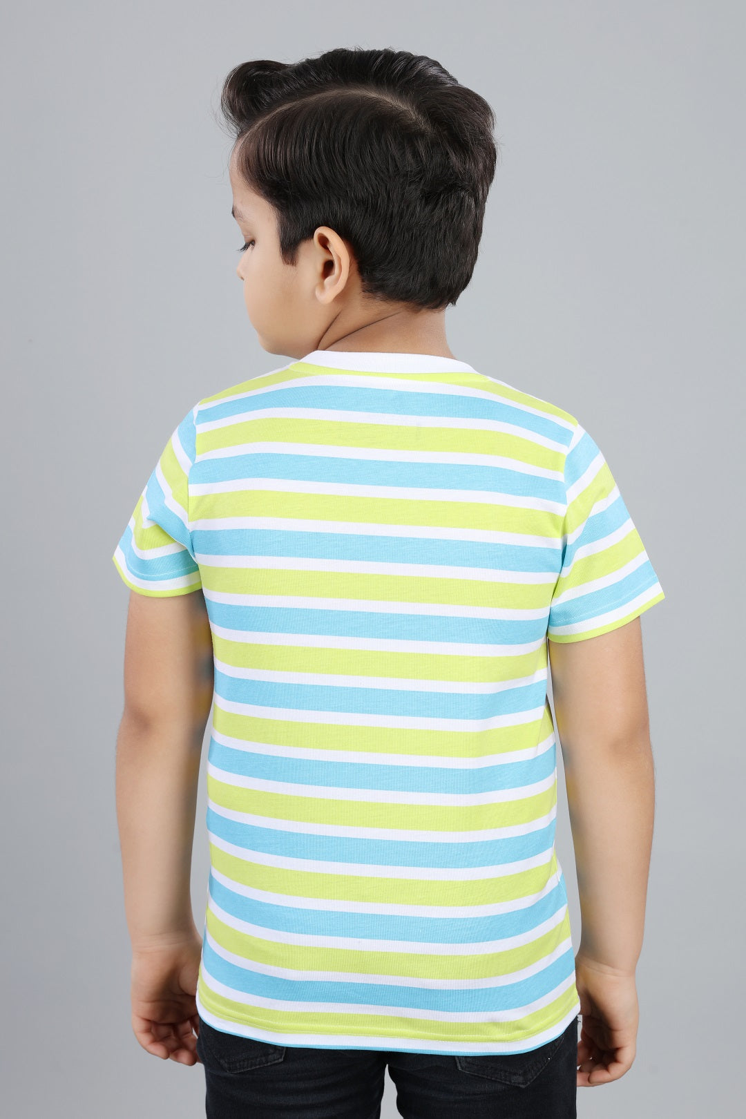 Boys Striped Round Neck Cotton T-Shirt