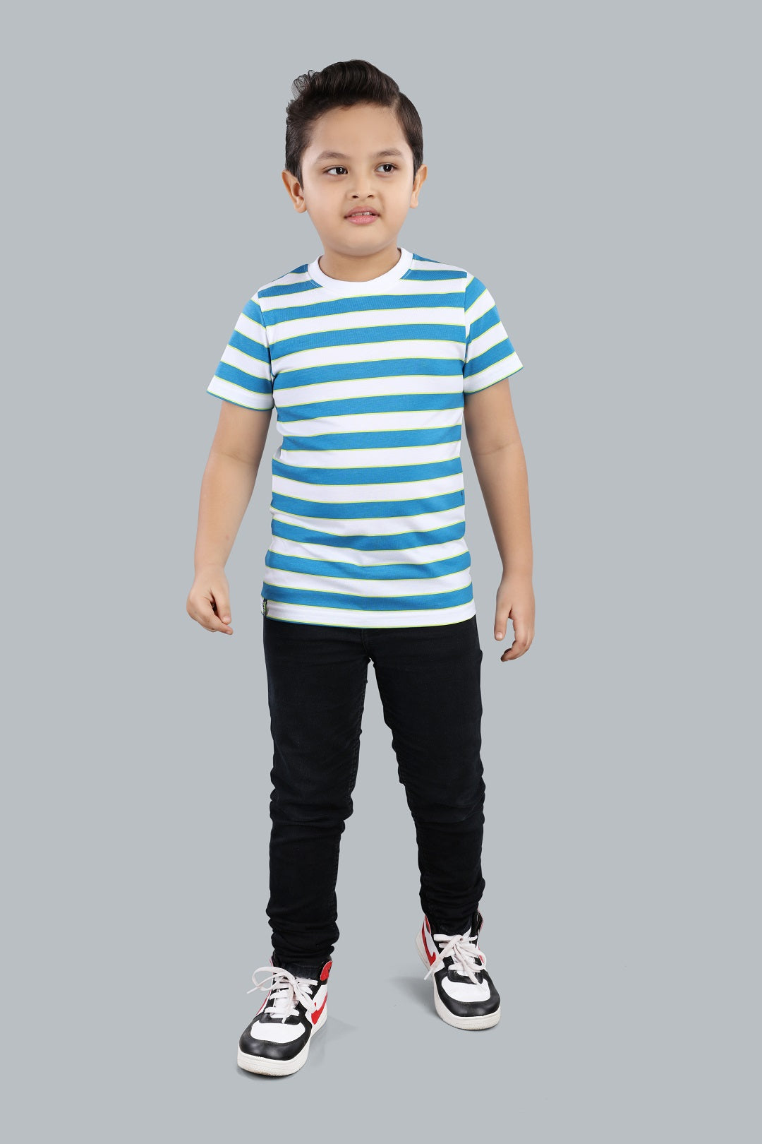 Boys Striped Round Neck Cotton T-Shirt