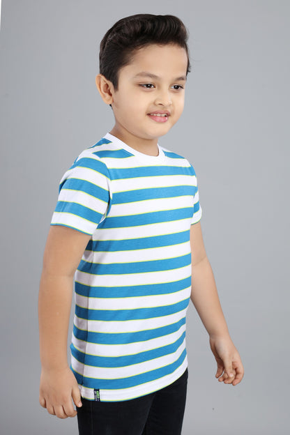 Boys Striped Round Neck Cotton T-Shirt