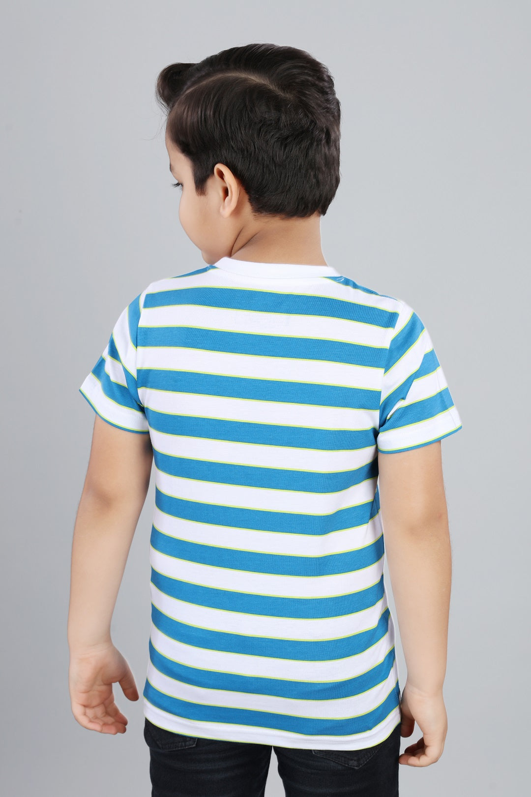 Boys Striped Round Neck Cotton T-Shirt