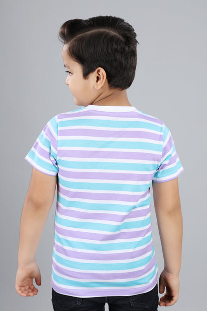 Boys Striped Round Neck Cotton T-Shirt