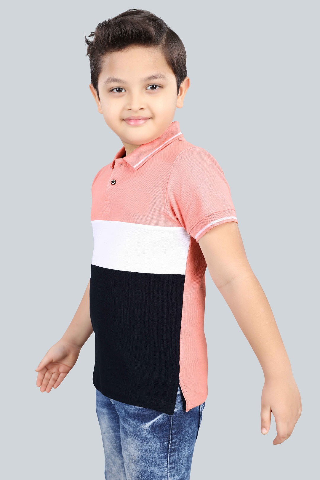 Boys Printed Typography Polo Neck Cotton T-Shirt