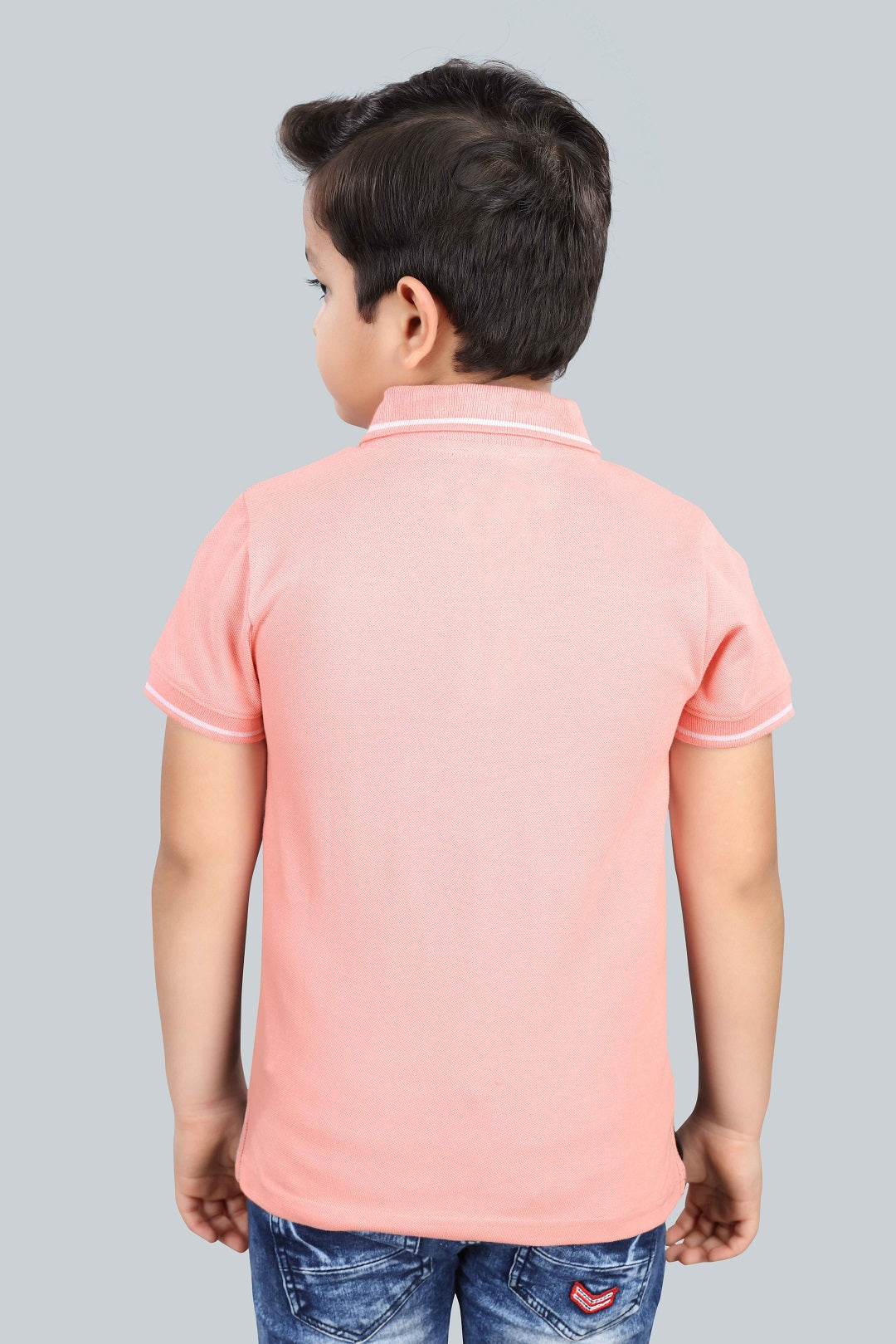 Boys Printed Typography Polo Neck Cotton T-Shirt