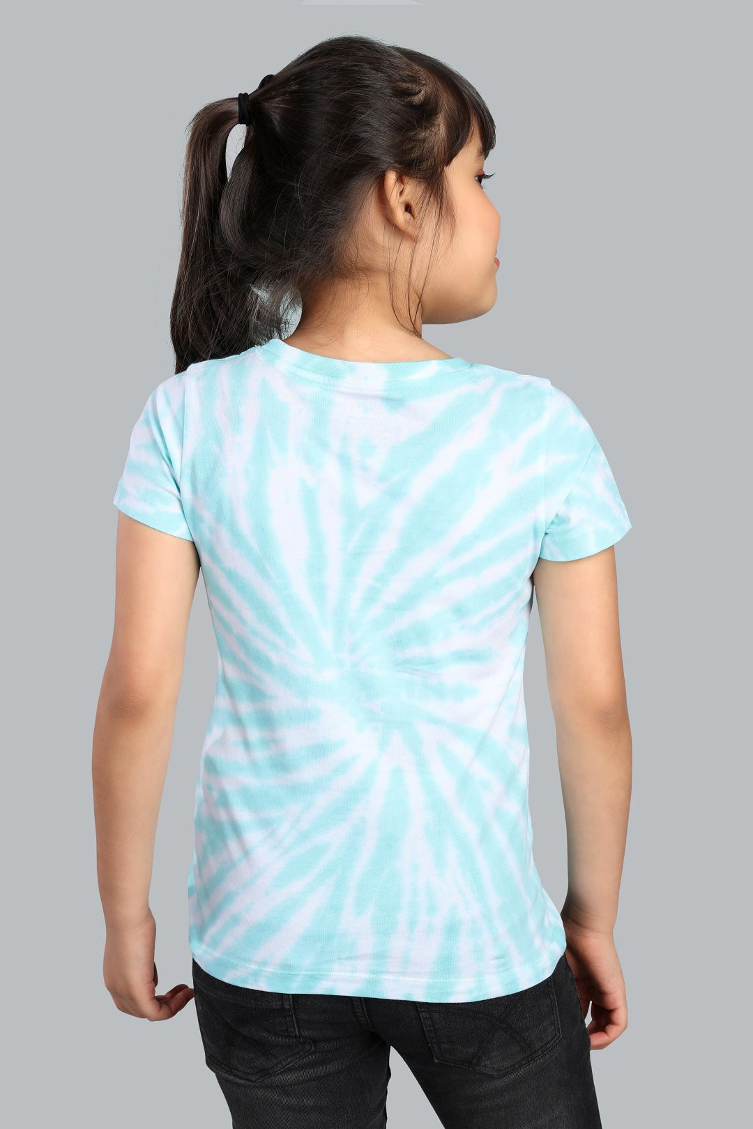 Girls Printed Tie & Dye Round Neck Cotton T-Shirt