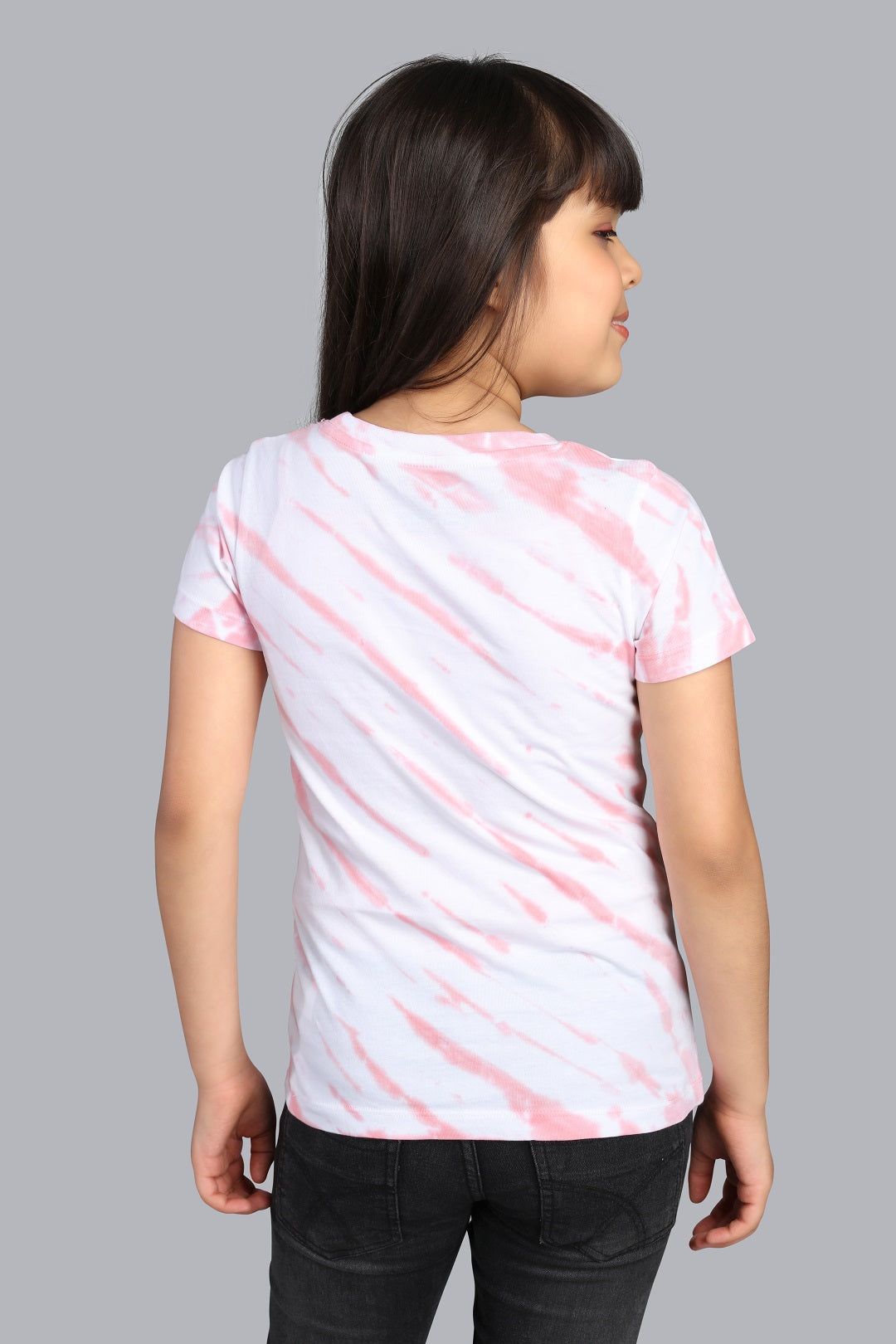 Girls Printed Tie & Dye Round Neck Cotton T-Shirt