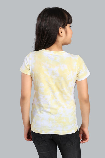 Girls Printed Tie & Dye Round Neck Cotton T-Shirt