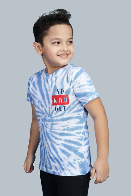 Boys Printed Tie & Dye Round Neck Cotton T-Shirt