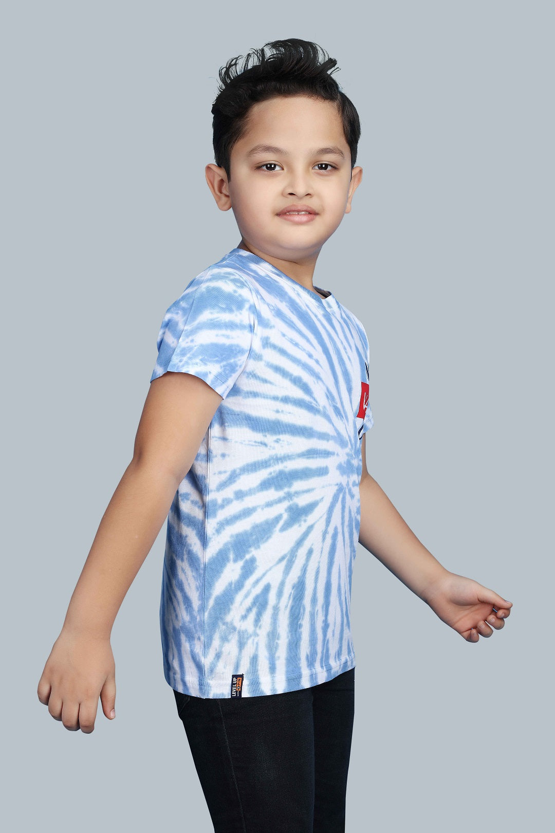 Boys Printed Tie & Dye Round Neck Cotton T-Shirt