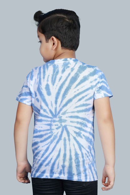 Boys Printed Tie & Dye Round Neck Cotton T-Shirt