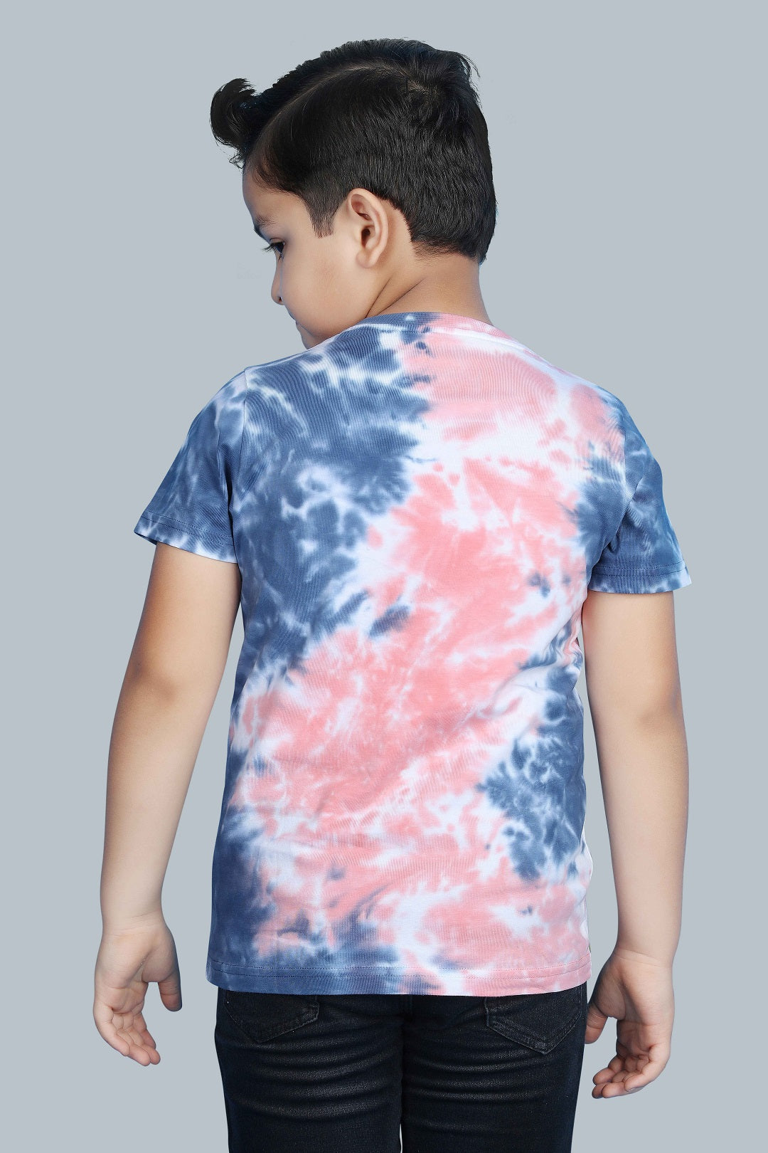 Boys Printed Tie & Dye Round Neck Cotton T-Shirt