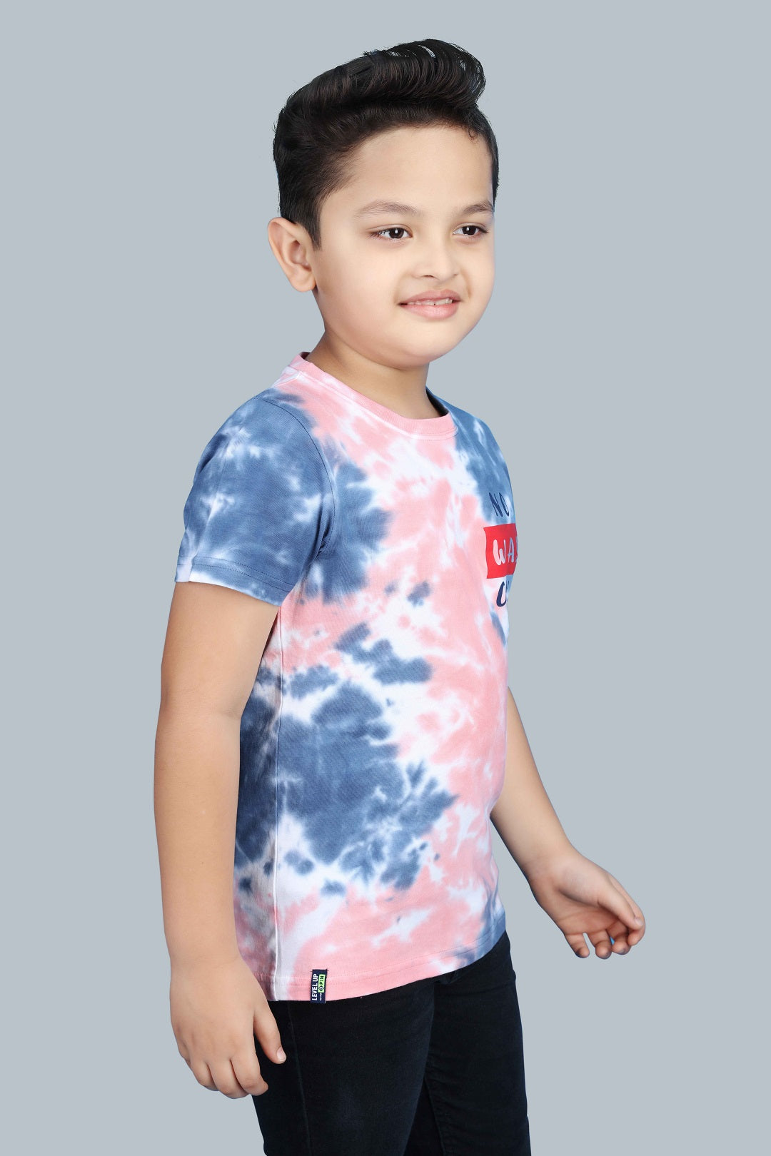 Boys Printed Tie & Dye Round Neck Cotton T-Shirt