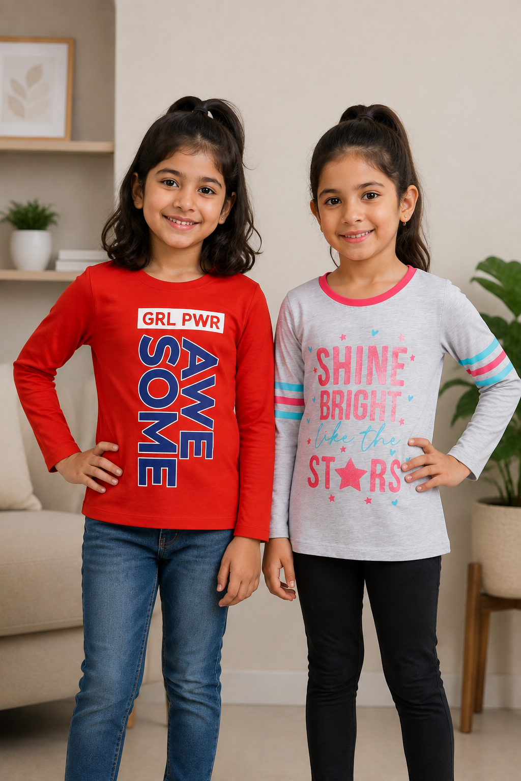 3PIN Girls pack Of 2 T-shirt 2-14 Y