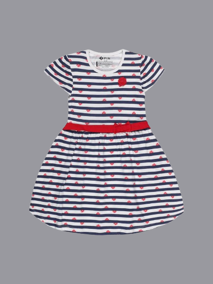 Girls Striped & Amp Printed Dress